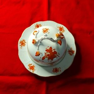 Herend, Chinese Bouquet Rust, Covered Butter Dish